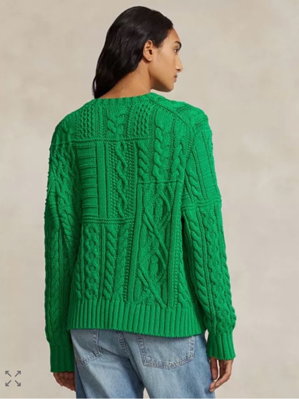 Polo by Ralph Lauren Green Cable-Knit Crewneck with Flag Motif - Picture 3 of 7